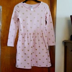 2 for $8 Girl's dress by Carter's,  size 10/12, pink with gold hearts.